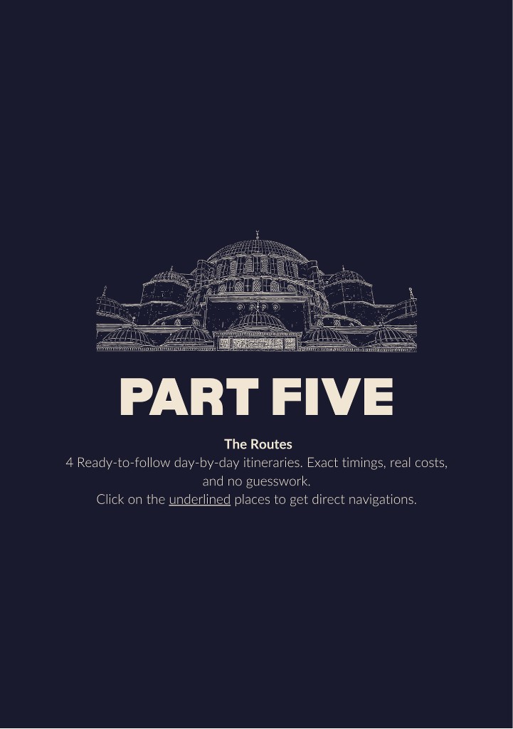 Istanbul guide chapter opener — Part Five, day routes
